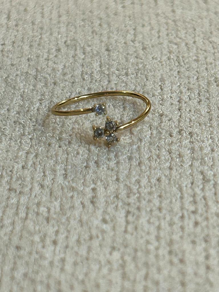 Diamante flower adjustable ring