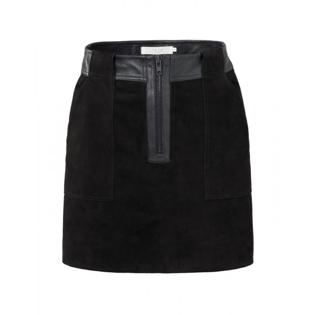 Suede mini skirt with cargo pockets