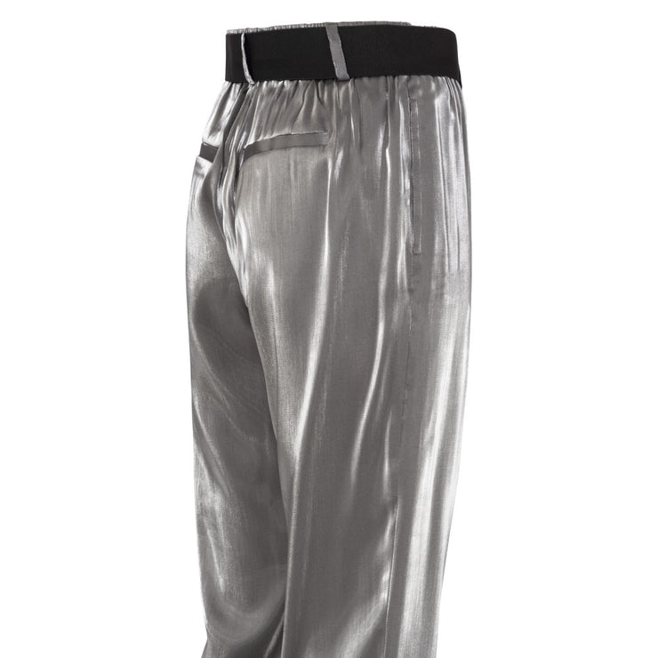 Silver metallic trouser with elastic belt