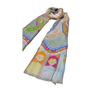 Multi colours silk blend paisley scarf
