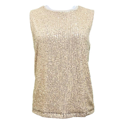 Sequin round neck sleeveless top