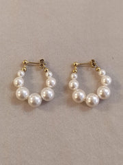 Faux Pearl and glass bead hoop earring