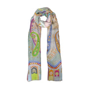 Multi colours silk blend paisley scarf