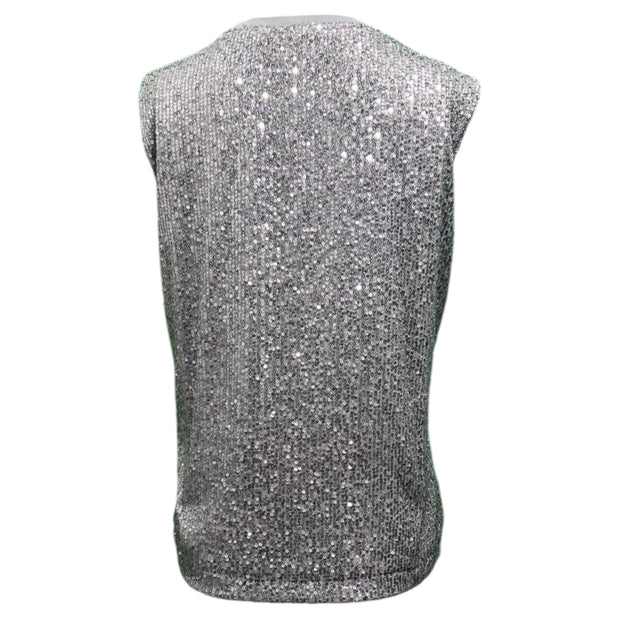 Sequin round neck sleeveless top