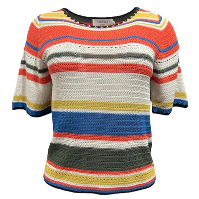 Knitted rainbow striped sweater