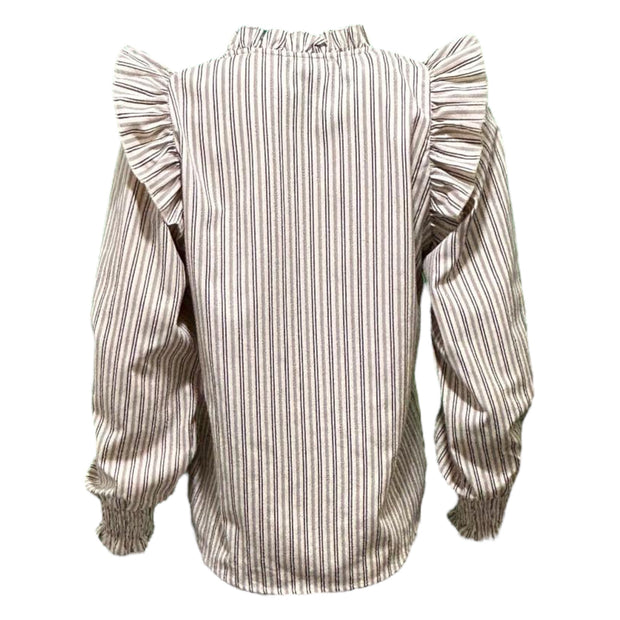 Stripe frill blouse