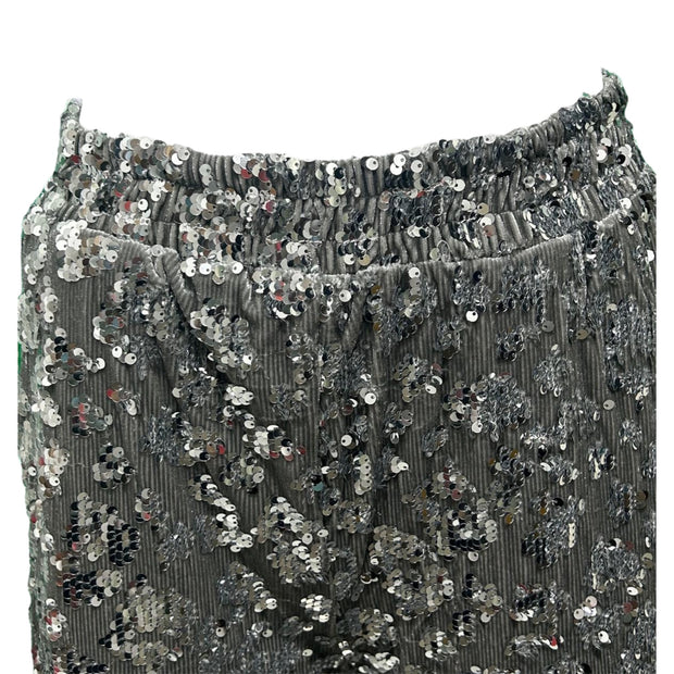 Silver sequin wide leg trousers