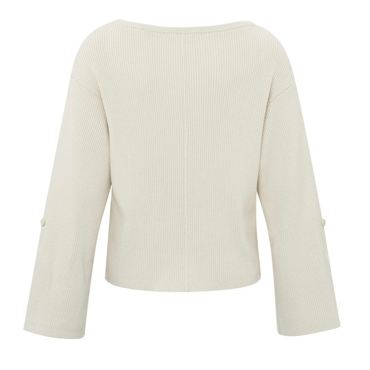 Sweater with boatneck and wide sleeve