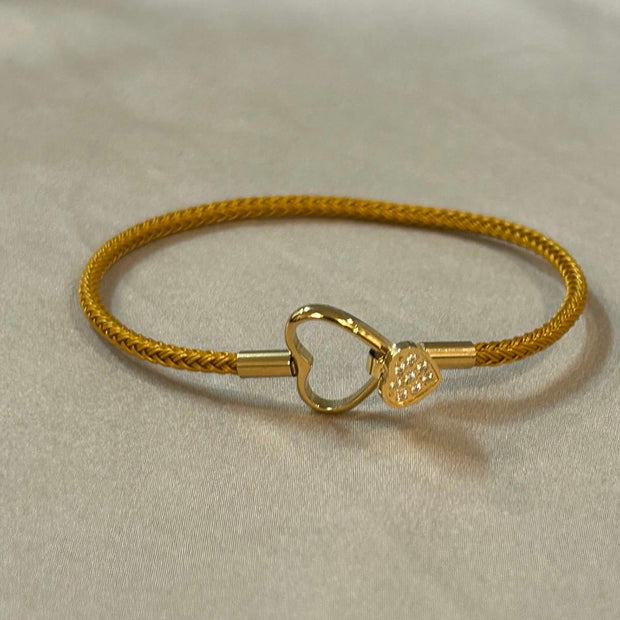 Two heart diamante and mesh bracelet
