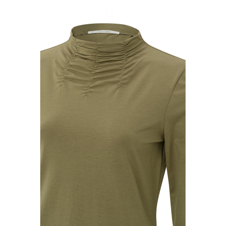Top with high neck and gathered detail