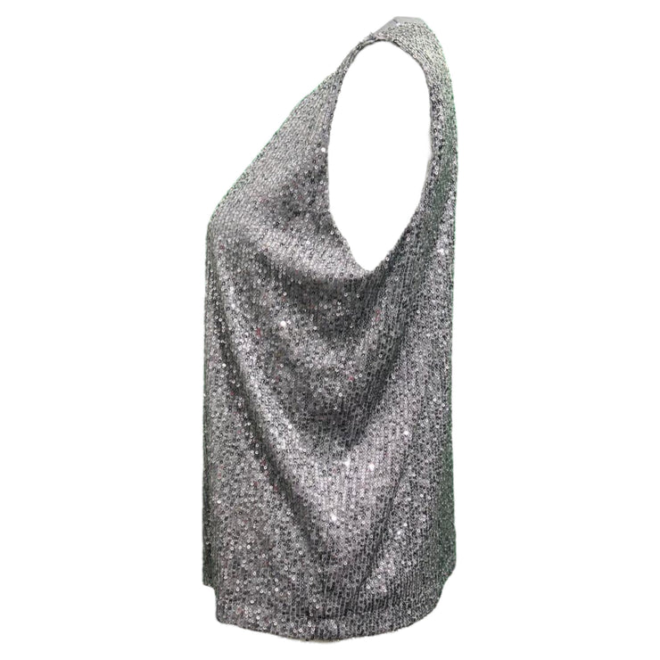 Sequin round neck sleeveless top