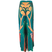 Wide leg printed trousers with zip at the back