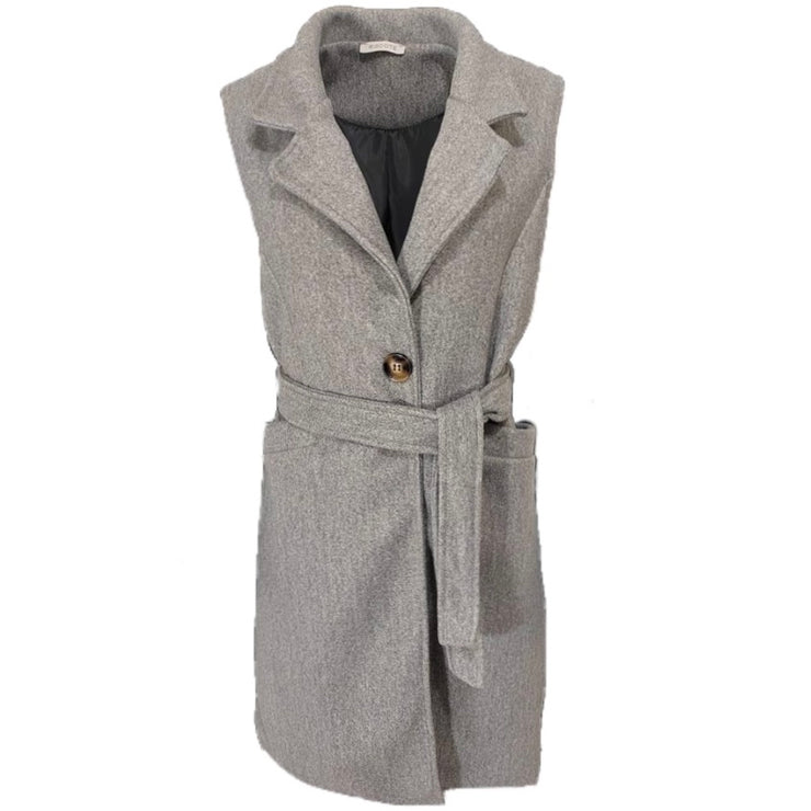 Sleeveless belted blazer