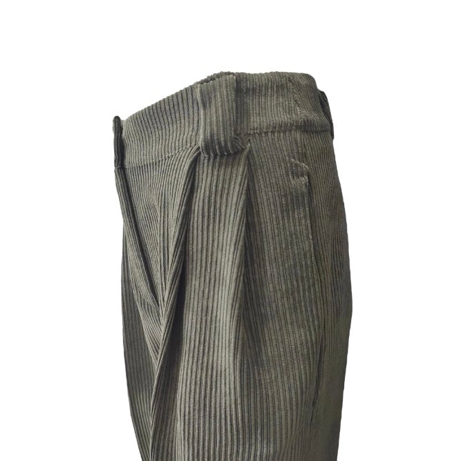 Pleated light cord trousers