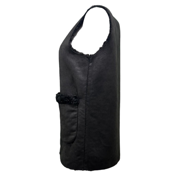 Reversible faux shearling sleeveless  gilet