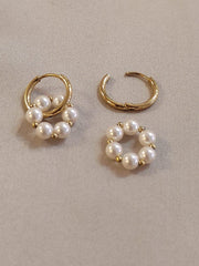 Faux Pearl and glace flower bead earring