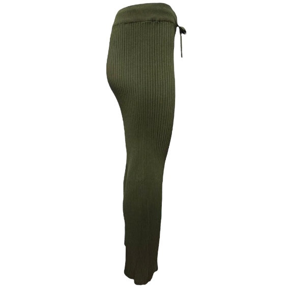 Ribbed knit flare trouser