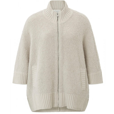 Boucle cardigan with rib detail
