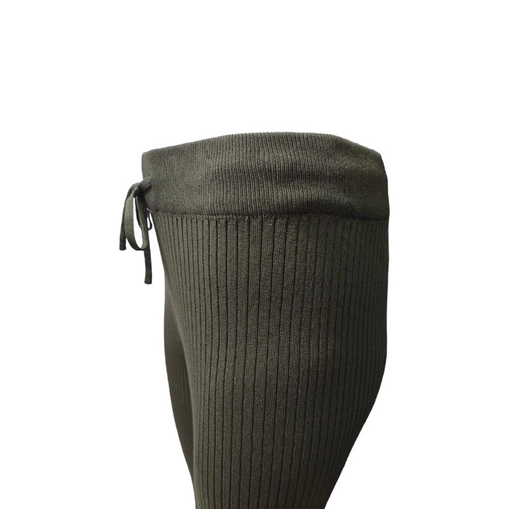 Ribbed knit flare trouser
