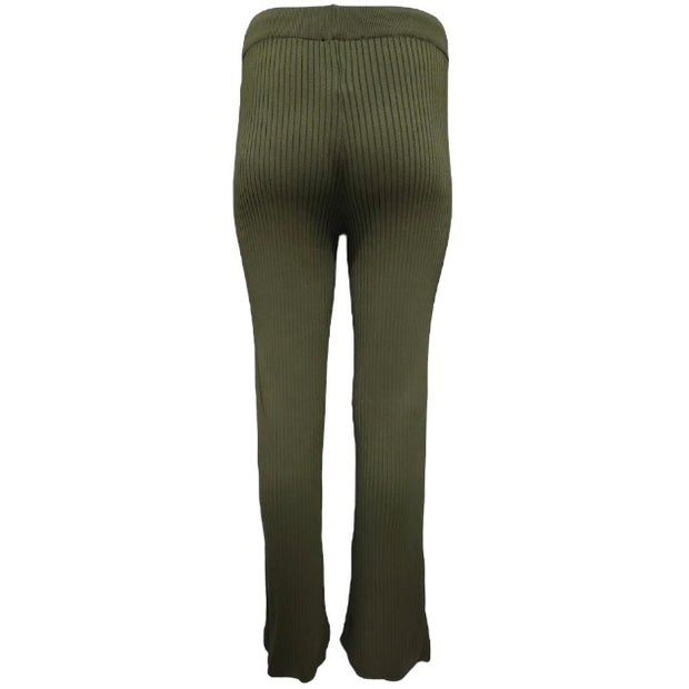 Ribbed knit flare trouser