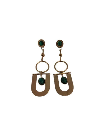 Malachite gold plated earring