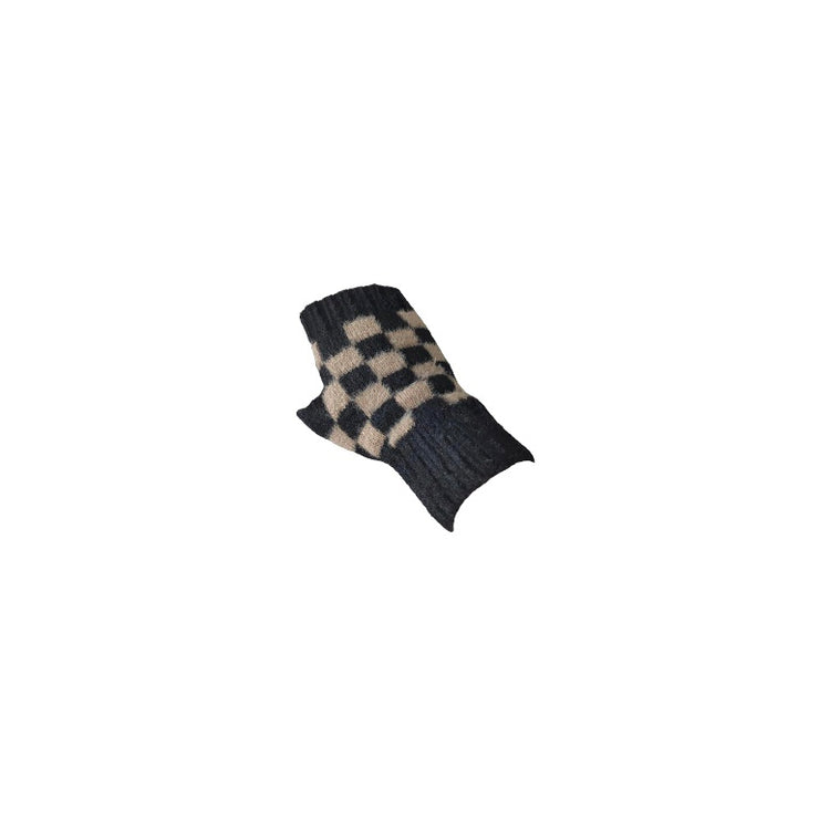 Chess pattern fingerless gloves