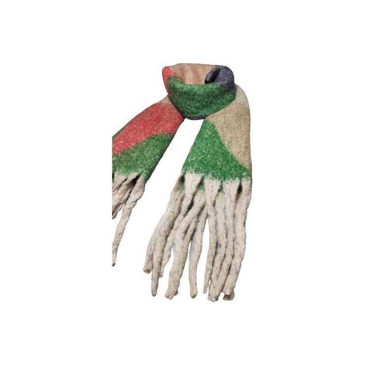Triangle print tassel scarf