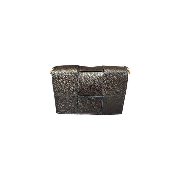 Metallic woven leather smartphone wallet