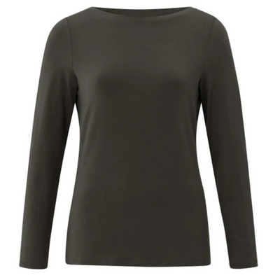 T-shirt with boatneck and long sleeves