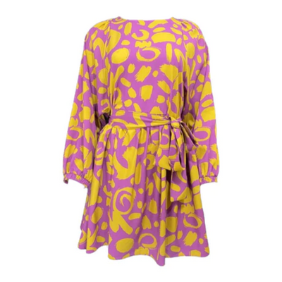 Abstract print belted dress