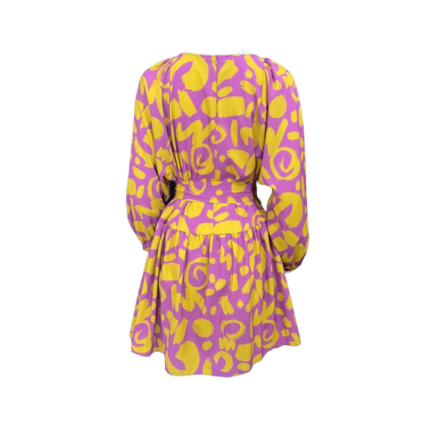 Abstract print belted dress