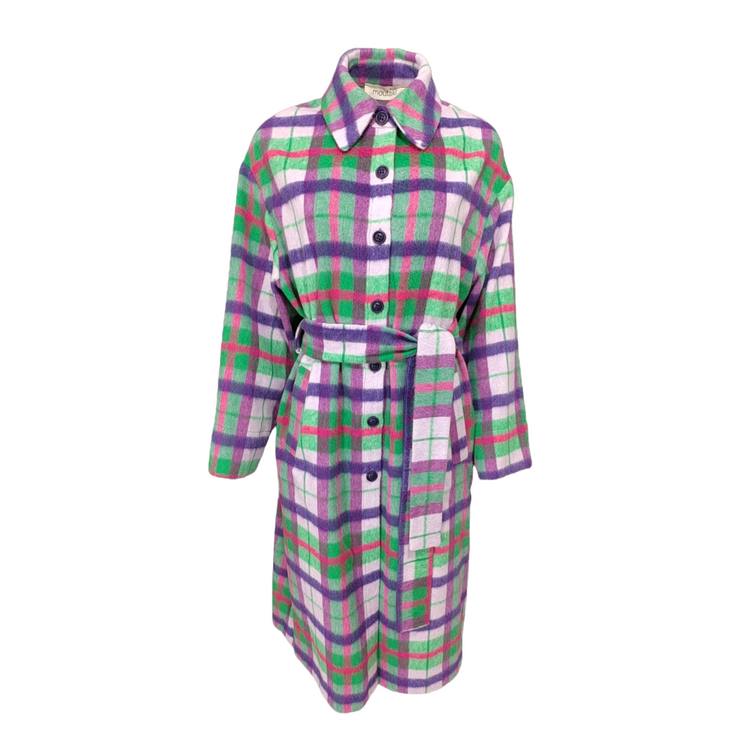 Checked longline coat shirt