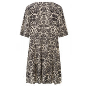 Dress with V-neck and folkdore print