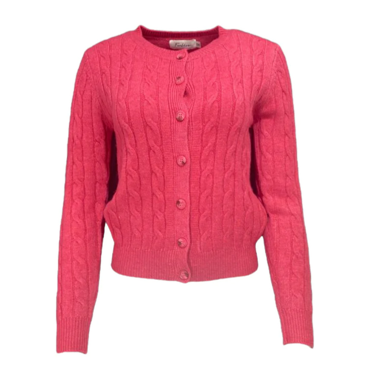 Front button cable knit cardigan